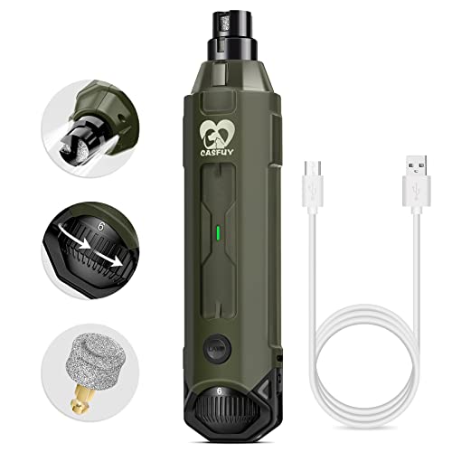 Casfuy 犬爪切り電動 6スピード - 最新の強化されたペット用ネイルグラインダー 充電式電動犬用ネイルトリマー 痛みのない足の手入れとスムージングツール 大型中型小型犬用 1