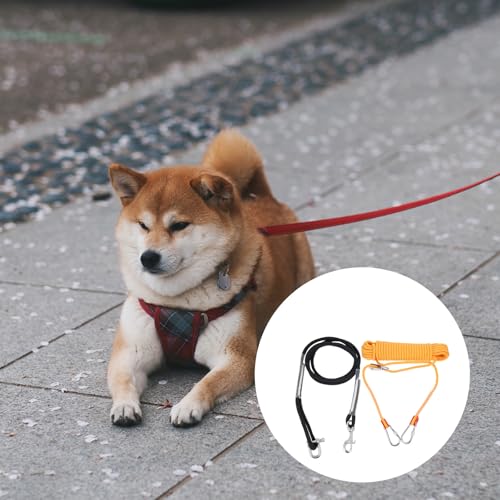 ABOOFAN 耐摩耗性ペットチェーン 犬用つなぎケーブル 15m キャンプ向けタイアウトケーブル ペットハーネス対応 屋外散歩用セット 中間 画像