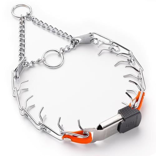 Herm Sprenger クロムメッキ スチール ドッグ カラー クイックリリース付き ClicLock バックル Oリング バイオタン インサート トレーニング カラー ドイツ製 (ハンター オレンジ、40.6 cm x 2.25 mm (首サイズ33-14 インチ) 1