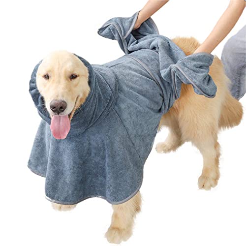 ペット用バスローブ 犬用バスタオル 速乾ペットローブ 超吸水 お風呂上がり 犬用ガウン 吸収速乾タオル バスポンチョ 体拭き マイクロファイバー 柔らかくあったか 防寒 (M) 1