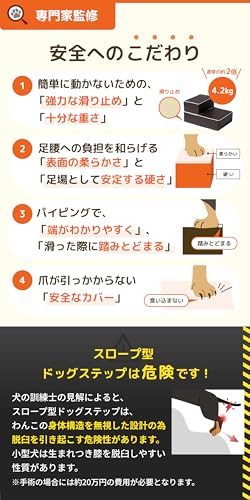 【ドッグトレーナー監修】ドッグステップ ハグワン ペット ステップ 階段 犬の階段 (グレージュ, 30 x 55 x 40cm, 2) 中間 画像