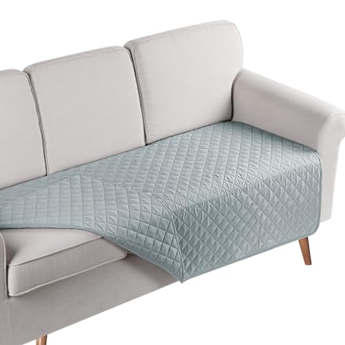 TAOCOCO ソファパッド ソファカバー ソファーシート マルチカバー ベッドカバー 防水 リバーシブル 犬猫対策 毛髪不粘着 防塵 汚れ防止 傷防止 爪とぎ防止 腕白防止 四季適用 撥水加工 丸洗い可能 ベッド ペットホーム ブランケット カウチ L字 ソファー 寝椅子などに適しています(グリーン色、107*132センチ) 1枚目 画像