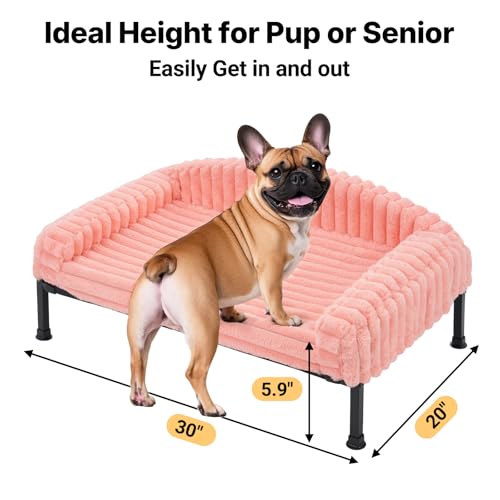 Veehoo 犬 猫 ベッド 【取り外し可能な枕台】高架犬用ベッド コット 中型犬 高床式 猫 ベッド 冬 噛んでも破れない 犬 ソファ 脚つきコット型 洗える ペット 猫 ソファ 猫 ハンモック 屋内外使えるベッド 地面から離れ (75L x 50W cm ピンク) 最後 画像