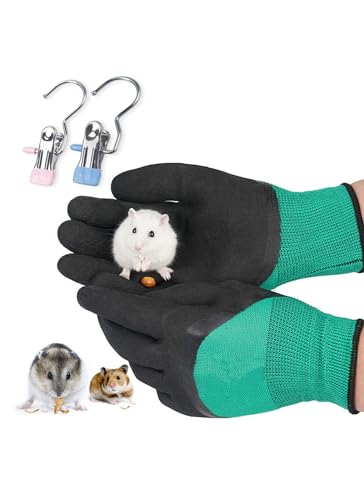 Yurika ペットグローブハムスター鳥 噛みつき防止 保護用グローブハムスター 咬傷防止用安全手袋 保護手袋 耐摩耗性 耐熱性 滑り止め狩猟用品 洗濯ばさみ2個付き 犬 猫 首輪の着脱時 爬虫類 鳥 針鼠 園芸 1ペアペット用手袋 -ブラック 1