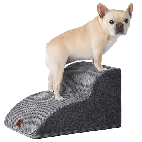EHEYCIGA 犬 階段 ステップ ペット階段 ドッグステップ 犬 スロープ 高密度 滑り止め付き 安定性 カバー取り外し可能 洗える 小型犬適用 (2段plus,グレー) 1