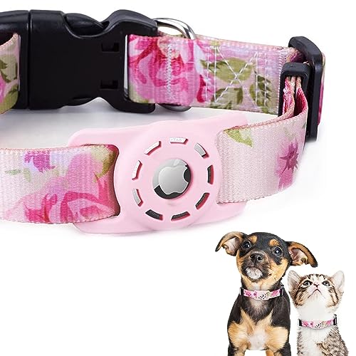 masamilk 犬用エアタグ対応首輪 AirTag用 猫 犬 ペット首輪 迷子 追跡 ペット用品 AirTag対応ケース (ローズピンク, XS) 1