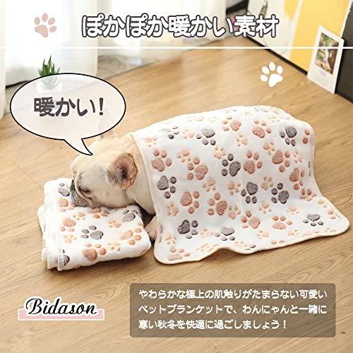 Bidason ペット ブランケット マット 3枚セット 布団 可愛い ひざ掛け スクエア型 リバーシブル ふわふわ ソフト 暖かい サンゴフリース 洗える 多機能 タオル 犬 猫 兼用 毛布 秋 冬 最後 画像