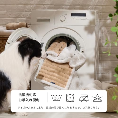 犬 毛布 ペット ブランケット 猫用毛布 防水 暖かい 柔らかく肌触り コーデュロイフリース 両面使用可能 家具保護 洗える 四季適用 犬用/猫用 (ブラウン, M) 中間 画像