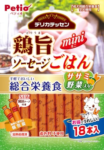 ペティオ (Petio) デリカテッセン 総合栄養食 鶏旨 ミニソーセージごはん ササミ野菜入り 18本入 1枚目 画像