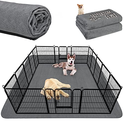 LOOBANI 洗えるペットシーツ ペットマット ペット おしっこマット ペット用 トイレ下敷きマット 速乾 消臭 介護 制菌 超吸収 滑り止め 子犬/シニア犬の尿失禁を助ける再利用可能な防水マット 多頭飼いに最適 (182*182CM【1枚】グレー) 1