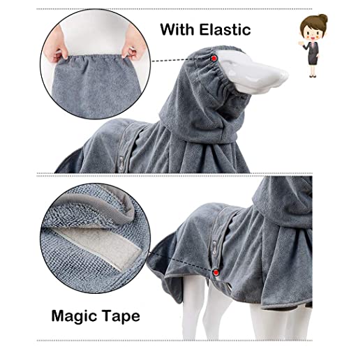 ペット用バスローブ 犬用バスタオル 速乾ペットローブ 超吸水 お風呂上がり 犬用ガウン 吸収速乾タオル バスポンチョ 体拭き マイクロファイバー 柔らかくあったか 防寒 (M) 最後 画像