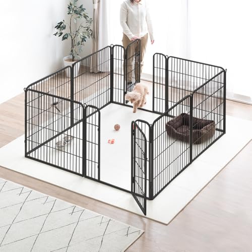 タンスのゲン ペットサークル 高さ 80cm 2ドア バリアフリー 屋内外兼用 組み替え可能 ダブルロック ペットケージ 犬用 シンプル 83900005(105803) 1