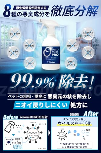【33種の悪臭元・ウィルスを徹底除去】プロ仕様 ペット用消臭スプレー 犬や猫のトイレ・粗相・ペット臭に 犬用デオドラント 日本製 除菌 無香料 0mistPro [製薬会社×動物看護士と開発] (1000ml 詰め替え用) 中間 画像