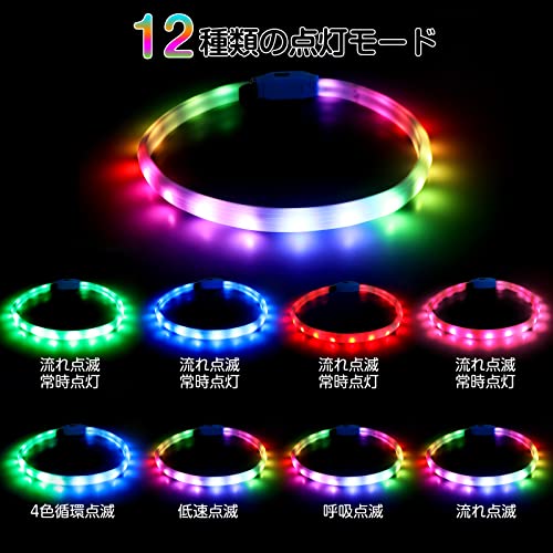 Sazuik 犬 光る首輪 12つ発光モード 多色発光 ペット LED首輪 USB充電式 サイズ調整可能 装着簡単 柔らかい 犬 猫 夜散歩ライト 軽量 安全対策 視認性 小型・中型・ 大型犬 (ホワイト) 最後 画像