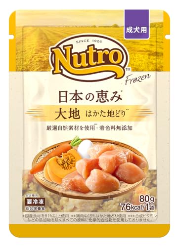Nutro 【冷凍】 日本の恵み大地 はかた地どり 成犬用 80g お試し 国産 総合栄養食 無添加(着色料) 厳選自然素材 チキン ドッグフード 消化吸収に配慮 ニュートロ フローズン パウチ 好き嫌いが多い愛犬に 1