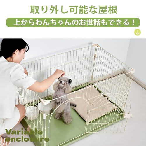 Rshtong 犬 ケージ 犬用サークル ペットケージ 犬 ゲージ 屋根付き 幅76×奥行51×高さ46cm ペットサークル 小型犬 中型犬 ペット用品 ドッグサークル 折りたたみ 組立簡単 室内外兼用 (ホワイト 76x51x46cm) 中間 画像