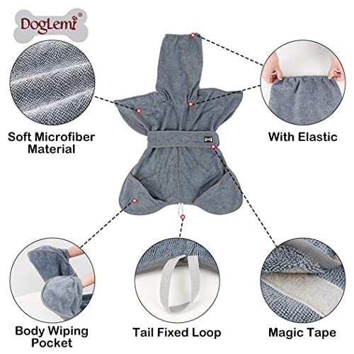 ペット用バスローブ 犬用バスタオル 速乾ペットローブ 超吸水 お風呂上がり 犬用ガウン 吸収速乾タオル バスポンチョ 体拭き マイクロファイバー 柔らかくあったか 防寒 (M) 中間 画像