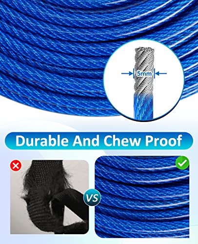 アップグレード犬用ランナー 庭用 犬用トロリーシステム 伸縮性ケーブル付き 大型犬用 100フィート 犬用タイアウトケーブル 10フィートのリード付き 犬用ランナー 庭用ジップライン アウトドア ドッグラン キャンプ用品用 中間 画像