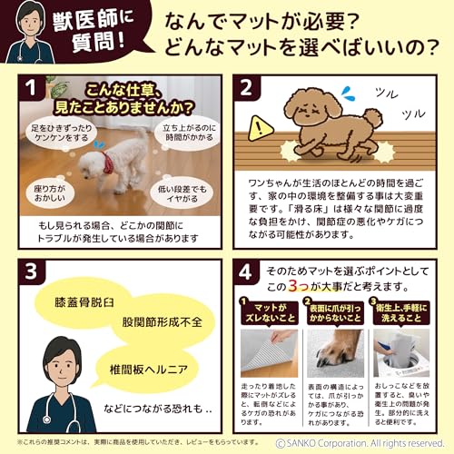 サンコー おくだけ吸着 獣医師推奨 ペット用 床保護マット 60×120cm ライトグレー LGY ロングマット 汚れ防止 滑り止め ペットマット 【日本製 撥水 消臭 洗える ハサミでカット可】 KY-62 中間 画像