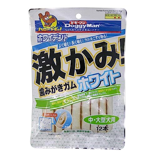 （まとめ買い）ドギーマン ホワイデント 激かみ！歯みがきガムホワイト 中・大型犬用 12本 犬用おやつ 【×8】 1