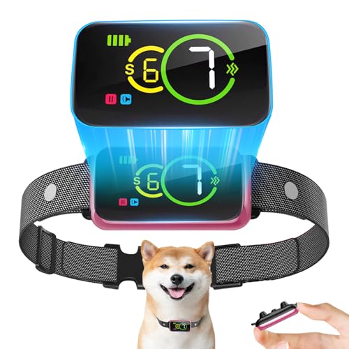 無駄吠え防止 首輪 電流ショック不使用 全自動式 吠え防止器具 40g超軽量 小中型犬専用 犬しつけ IP67防水 USB充電式 7段階ピーの音&振動 日本語説明書付き (Pink) 1