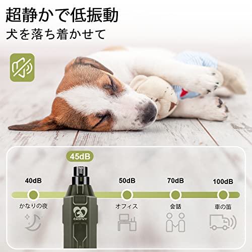 Casfuy 犬爪切り電動 6スピード - 最新の強化されたペット用ネイルグラインダー 充電式電動犬用ネイルトリマー 痛みのない足の手入れとスムージングツール 大型中型小型犬用 中間 画像