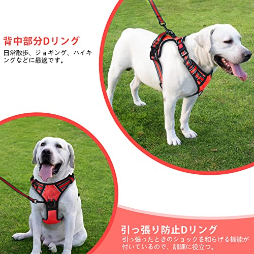 【Amazon.co.jp限定】BaoCheng 犬ハーネス 犬用胴輪 小型犬/中型犬/大型犬ハーネス 犬用胴輪 引っ張り防止 アタマを通さず 咳き込み軽減 サイズ調整可能 夜間反射材 抜けない 通気性 簡単着脱 おしゃれ 安全 しつけ用 訓練 歩行補助 散歩 可愛い(レッド,S) 最後 画像