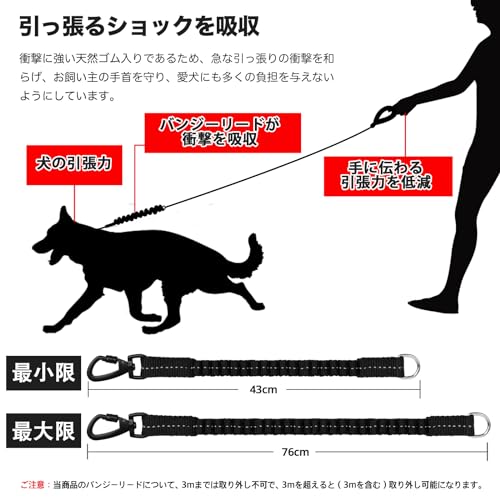 DANOFY 犬 リード ロングリード 犬用リード 30m - 長い丸ロープ 小型犬 中型犬 大型犬 反射 軽量 丈夫 持ちやすい スポンジハンドル 伸縮リード付き 犬用散歩ひも 訓練用リード 負担減軽 衝撃吸収 ブラック 最後 画像