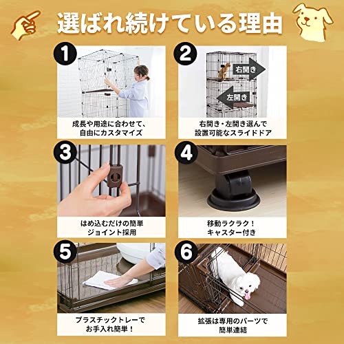 アイリスオーヤマ 犬 サークル 室内 コンビネーションサークル トイレトレーニングセット P-CS-1400V ウォールナット 中間 画像