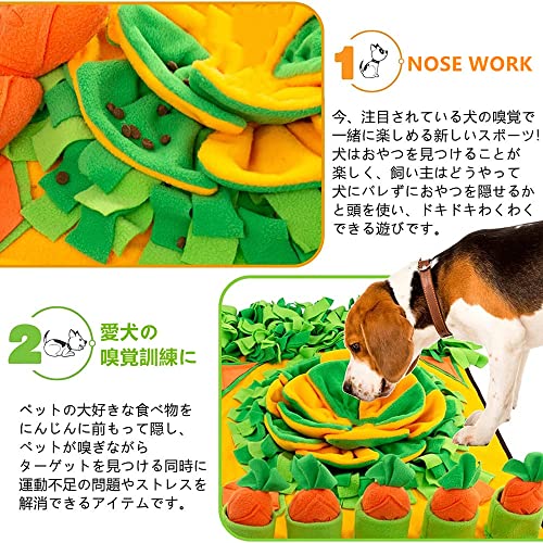 Askill 犬 ノーズワークマット おもちゃ 玩具 小型犬 おやつ隠しマット 早食い防止 噛むおもちゃ 分離不安/ストレス解消/集中力向上/嗅覚訓練 運動不足 食いすぎる対策 オレンジ 45*75cm 最後 画像