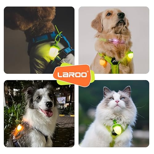 [LaRoo] 犬猫用 ペンダントライト LED 充電式 夜間 散歩用 犬の安全のために 首輪 光る キラキラ 犬 散歩 ライト 防水 調節可能 簡潔 軽い 超小型犬～超大型犬に対応 ペット用品 (Yellow) 中間 画像