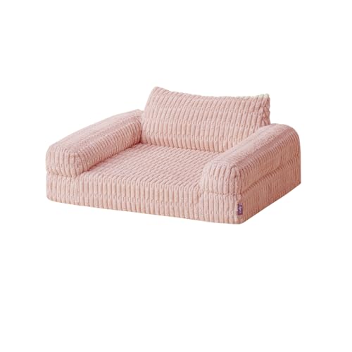 【Woolly Pet in style】ボンボンペットソファ ペットクッション ペットソファ ソファ 犬 猫 (ピンク, L)の外観・全体像 画像