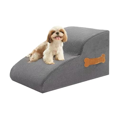 DICOCO 犬 階段 ステップ ドッグステップ ペット階段 ペットステップ ステップ ドッグ 高密度 滑り止め付き 安定性 カバー取り外し可能 洗 手提げ付き える 小型犬適用 (2 階段,大きい,グレー) 1