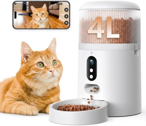 Surfola 自動給餌器 猫 犬 カメラ付き 「WiFi必要」スマホ連携 4L大容量 うさぎ ペット 餌やり機 1日8食 遠隔操作 双方向会話 2WAY給電 音声録音 操作簡単 お手入れ簡単 日本語対応アプリ説明書 SP03 1