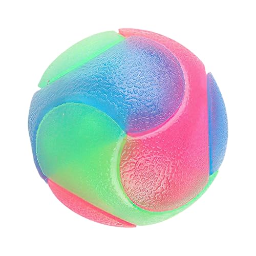 カラフルなペットボール 点滅ライト付き 屋内屋外夜間アクティビティ用 光って跳ねる 犬のフェッチ用 ペットバウンス 1