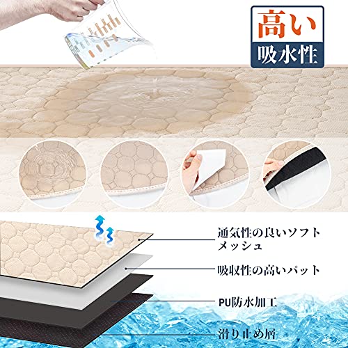 ペットシーツ 洗える ペット用おしっこマット 猫 犬用 おしっこパッド ペット用 トイレ下敷きマット 速乾 洗える 大判サイズ 多頭飼いに最適(ベージュ 120*90cm 2点入り)の詳細・まとめ 画像