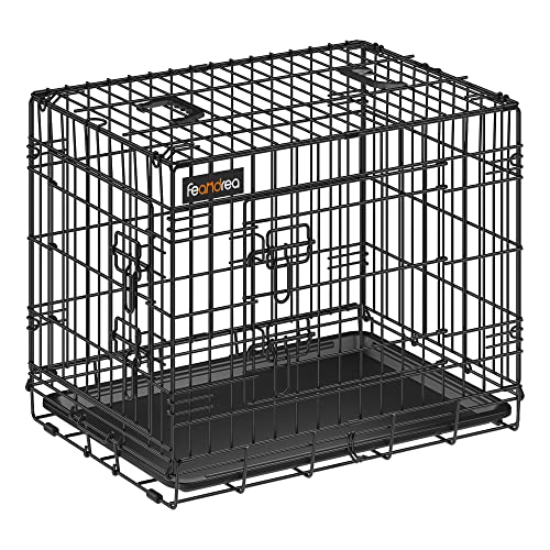 FEANDREA ペットケージ 犬用ケージ 小型犬用 61×43.5×50.5cm 室内外兼用 犬 トレー付き 折り畳み式 持ち手付き 移動便利 PPD024B01の外観・全体像 画像