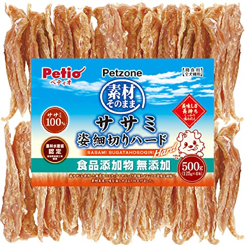 ペティオ (Petio) Petzone(ペットゾーン) 素材そのまま 無添加 ササミ姿細切りハード 500g 1