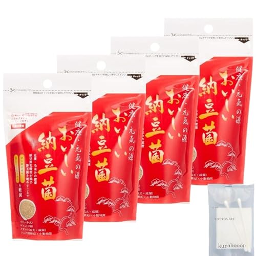 kurahooon 4個セット オフィスピースワン ドクターズチョイス おいしい納豆菌 ふりかけ 80g kurahooon コットン付き 納豆菌 栄養補助 犬 猫 乳酸菌 1