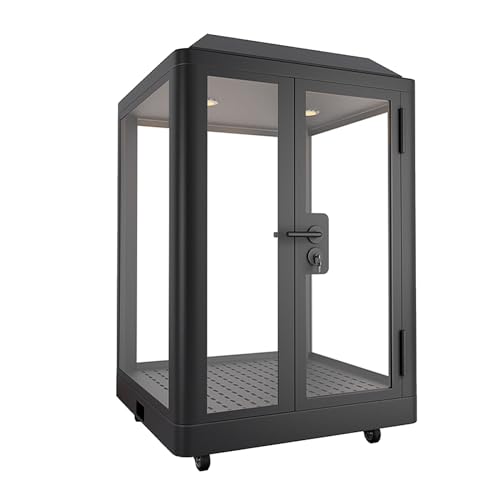 ペット用防音室 犬小屋 調節換気ファン付き 10MMの厚さ遮音強化ガラス 高耐久合金フレーム 回転キャスター付きで自由に移動できます 屋内 室内 防音 鳴き声対策 ボックスフラット屋根タイプ 鳥かご キャットハウス 150*130*125cm (78*76*122cm)の外観・全体像 画像