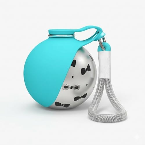 【お散歩給水】ペットウォーターボトル ステンレス 285ml 折りたたみ 水飲みボトル 犬猫 外出 漏れ防止 ポータブル (ターコイズブルー)の外観・全体像 画像