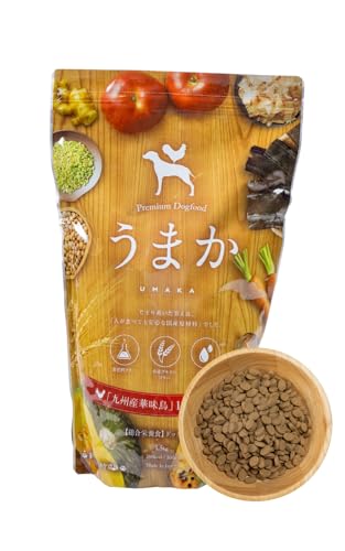 華ちゃん犬猫すこやか本舗 うまか ドッグフード【 国産 無添加 】ドライ チキン 華味鳥 ヒューマングレード グルテンフリー グレインフリー 全犬種 全年齢 総合栄養食 1.5kg（単品） 1