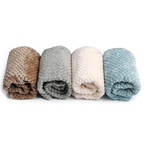 RIKMSS ペット用 毛布、ブランケット 犬猫用、タオル、マット、クッション、子犬 子猫 ペット、暖かい ふわふわ 防寒 布団 毛布、 洗える、 猫のベッド/犬小屋/ケージ/お部屋/車内/玄関 四季適用 （4枚セット M:68*48cm）の外観・全体像 画像