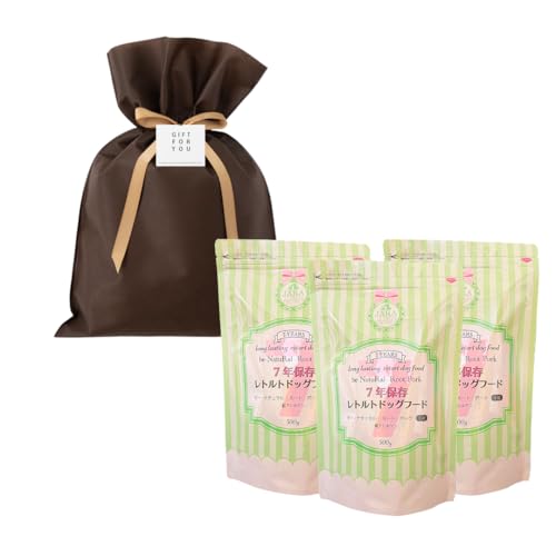【防災屋ライフ】ペット用非常食セット〜ギフトde防災 きっと役立つ安心を大切な方へ (ギフトバッグ, 【7年保存】ドッグフード3個セット) 1
