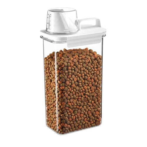 ペットフードストッカー 密閉容器 犬 猫 ドッグフード保存容器 計量カップ付き 透明 大容量 餌入れ 収納 (2300, ミリリットル) 1