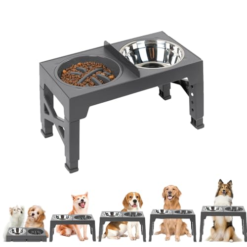 犬 食器台 昇降式フードボウル ペットボウル 餌入れ 5段階 高さ調節 折り畳み 早食い防止 ペット 中型犬 大型犬 フードスタンド フードボウル 食器スタンド 犬用食器 水飲み 餌台 エサ台 丸洗い 1