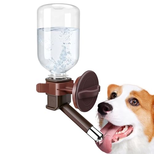 MuGaoDee ペット給水器 犬 猫 ケージ 取付型 犬自動給水器 猫 水飲み 自動 給水 ペットボトル 使用可能 ウォーターボトル 食器 留守番 食器 ウォーターボトル 猫 うさぎ 中小型犬用 自動 軽量 便利 健康 衛生イヌ ネコ 犬猫お留守番対策 ペットグッズ ペット用品 (ココア) 1