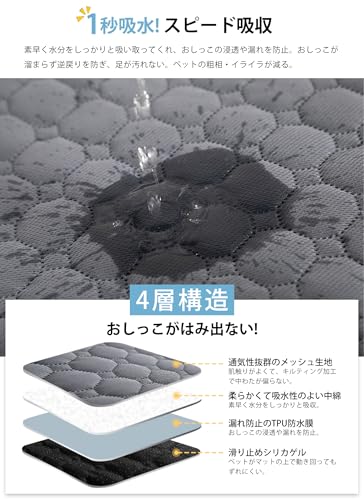 【2枚セット】Dnzzs ペットシーツ 洗える 超吸収 犬 防水マット 四重構造 漏れ防止 おしっこマット 滑り止め加工 速乾 抗菌消臭 介護 猫 丸洗い可能 繰り返し使えるの詳細・まとめ 画像