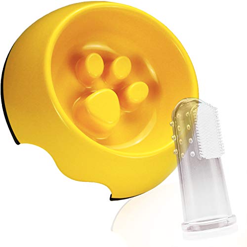 【獣医師監修】 早食い防止 犬 食器 スローフィーダー フードボウル 餌入れ (S, イエロー) 1