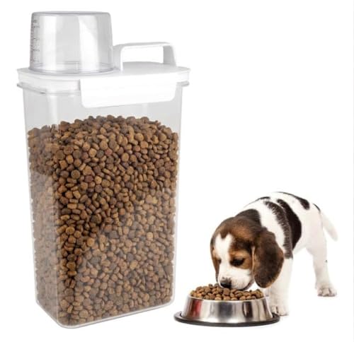 ドライフード用ストッカー ペットの餌 シリコンパッキン付き 高気密性 防湿 防虫 計量カップ兼用キャップ クリア 水洗い可 1
